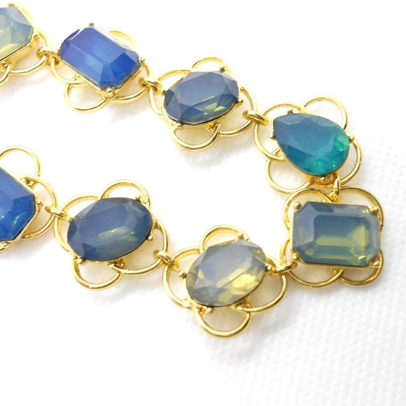 Talbots Blue Crystal Rhinestone Opalescent Statement Necklace - Picture 5 of 5